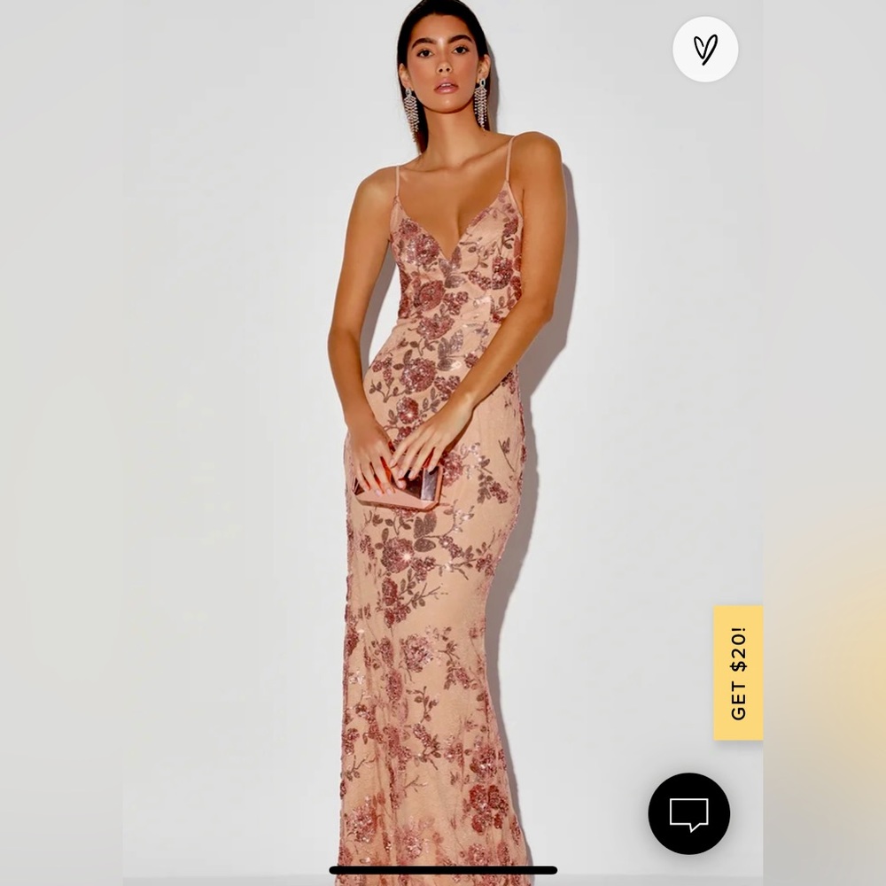 Brand new- Lulus Shine Language Rose Gold Sequin Mermaid Maxi Dress
